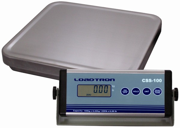 Kontrolní můstková váha LESAK CSS, 100kg/20g, 330mmx320mm (Levná balíková váha pro kontrolní vážení s odděleným displejem a provozem i na baterie)